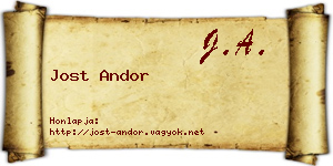 Jost Andor névjegykártya